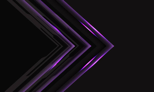 Abstract violet cyber black circuit arrow on dark grey with blank space design modern futuristic technology background vector illustration.