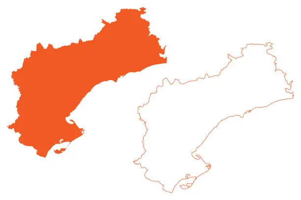 Vector illustration of Province of Tarragona (Kingdom of Spain, Autonomous Community Catalonia) map vector illustration, scribble sketch Tarragona map
