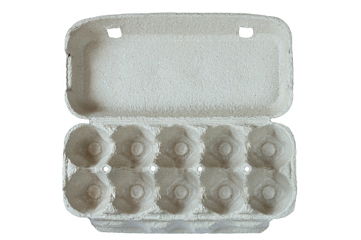 A light brown egg carton box isolated on a white background. Top view.