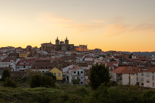 Fantastic photo of the Cathedral of Viseu during sunset , city of Viseu , Portugal