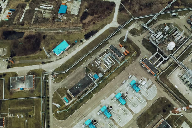 istock Gas compressor station. Natural gas plant. 1335254496