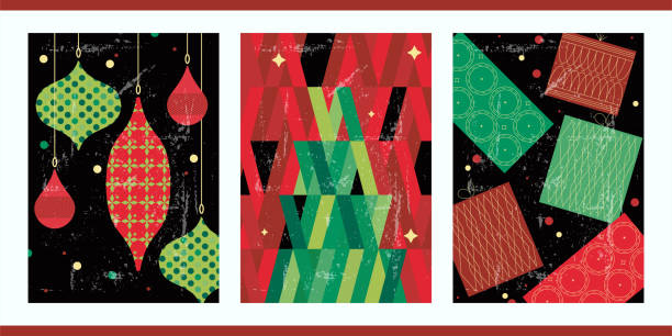 istock Set of three vintage abstract aesthetic Christmas posters. 1335254720
