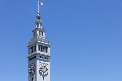 The clock tower of the Ferry building (San Francisco, California).