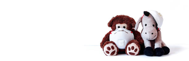 istock A cute donkey and a bear wearing a respirator mask 1335259959