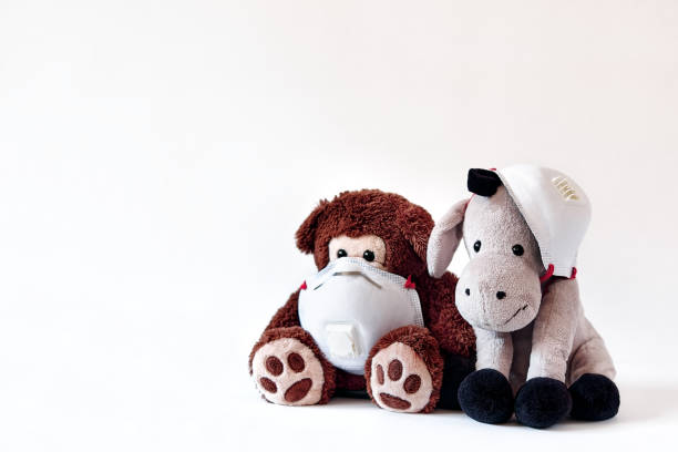 istock A cute donkey and a bear wearing a respirator mask 1335259962