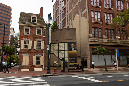 Philadelphia, Pa. USA, Aug. 20, 2021: Thomas Jefferson's house in Philadelphia, Pa. USA