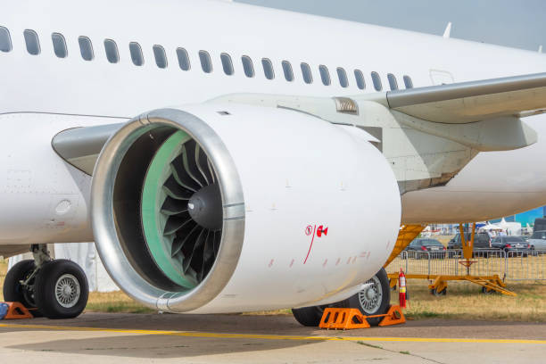 istock New engine at the plane parked at the airport. 1335267712