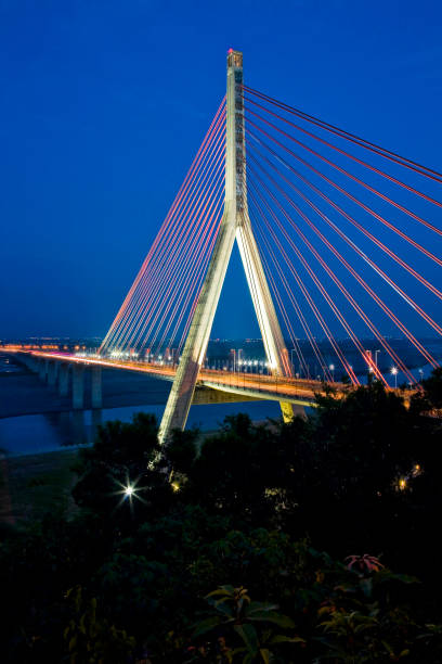 istock night scenery of the Cable-stayed bridge in Kaohsiung, Taiwan. 1335270003
