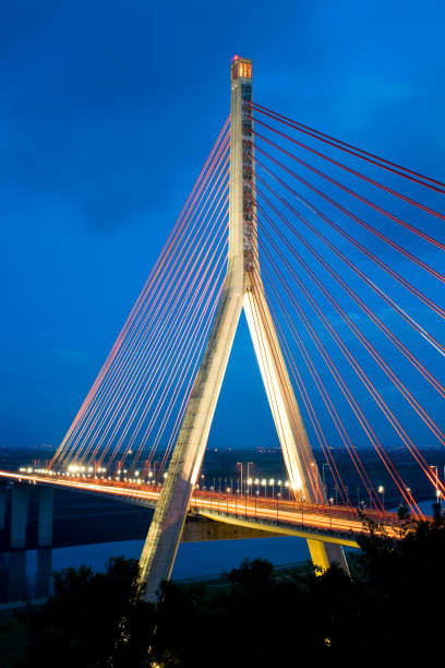 istock scene of the Cable-stayed bridge at night in Kaohsiung, Taiwan. 1335270077