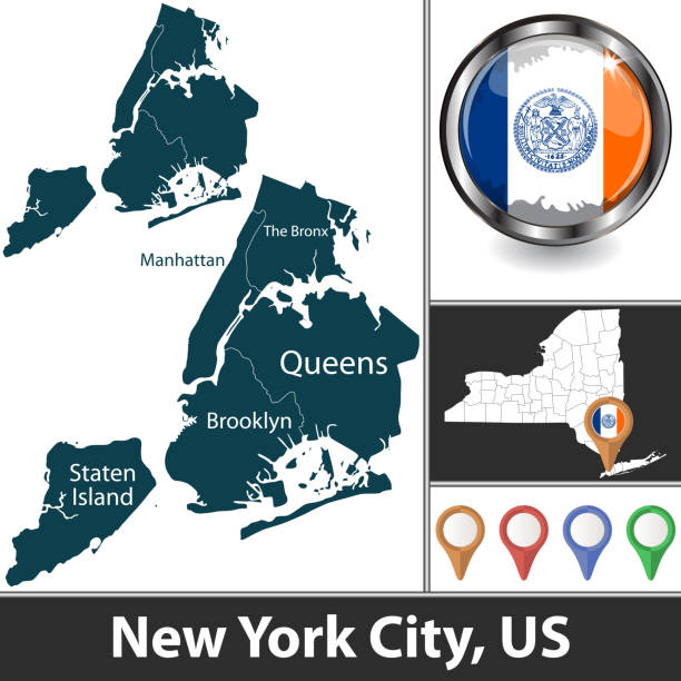 illustrations, cliparts, dessins animés et icônes de new york avec arrondissements - brooklyn sign new york city queens