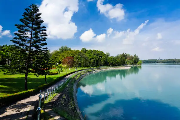 The beautiful view of the Chengcing Lake Scenic Area in Kaohsiung, Taiwan, is one of the famous attractions in Kaohsiung.