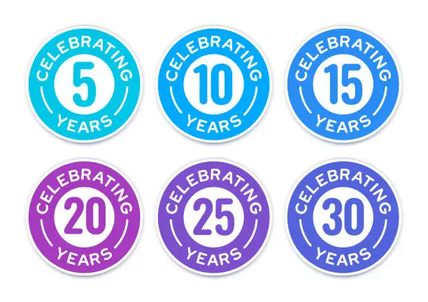Vector illustration of Celebrating Anniversary Years Badges