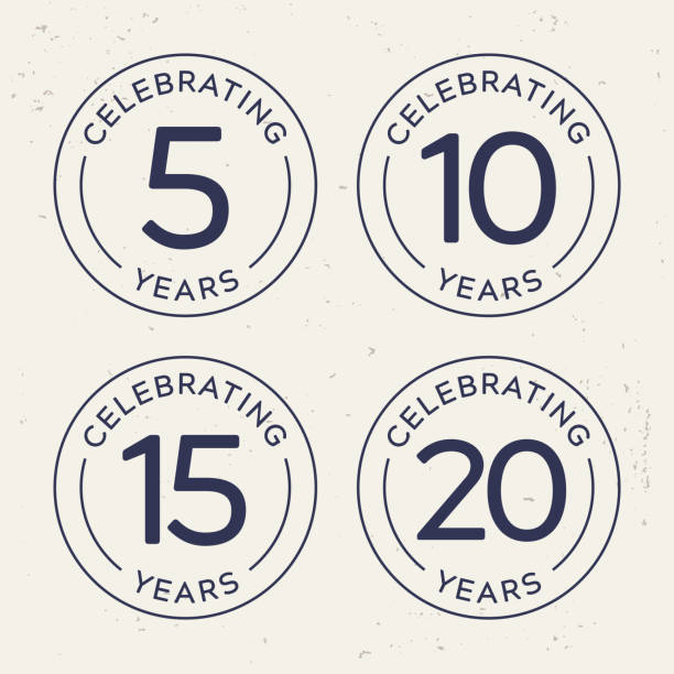 Celebrating Anniversary Years Badges Celebrating years anniversary badges with space for your copy. 10th anniversary stock illustrations