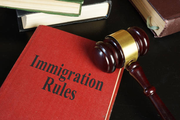 istock Immigration rules are shown on the photo using the text on the book 1335276765