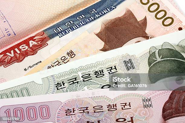 韓国ビザおよび通貨 - パスポートスタンプのストックフォトや画像を多数ご用意 - パスポートスタンプ, 韓国, アイデンティティー