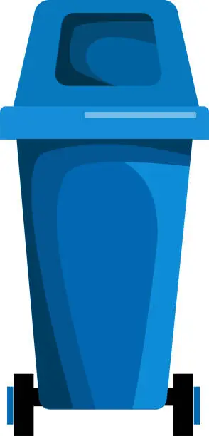 Vector illustration of An empty blue container for separate garbage.