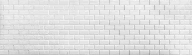 White brick wall pattern surface texture. Close-up of interior material for design decoration background