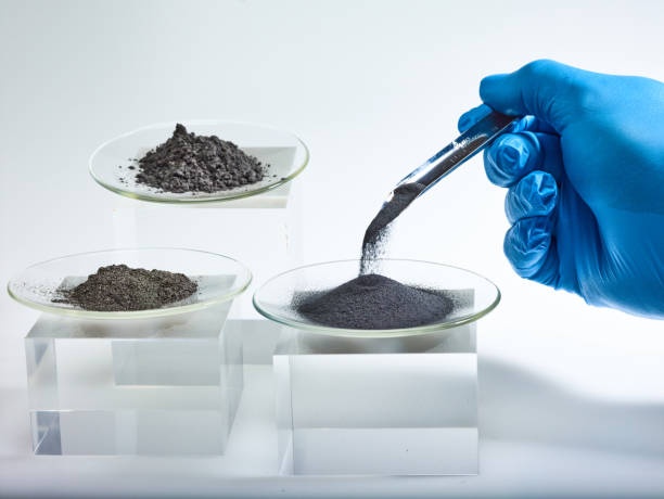 Multicolored Granular Chemicals in Glass Vials Sealed With Silver Metal Screw on Lids Colorful dry chemicals and magnetic material in loose powder form varying in a wide range of shades. carbonate stock pictures, royalty-free photos & images