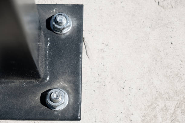 istock Bolts fixed through the steel plate 1335283590