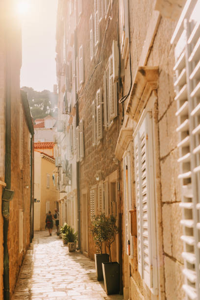 Sunny Dubrovnik old town with sunny street  \nLocation: Dubrovnik, Dalmatia, Croatia, Europe