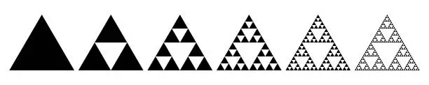 Vector illustration of Sierpinski triangle evolution steps