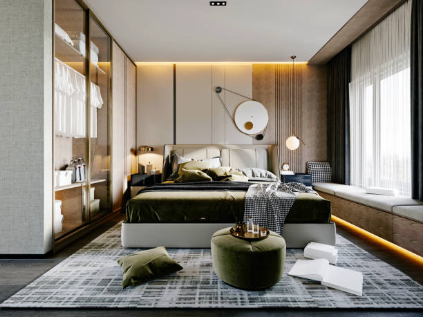 istock 3d render of luxury hotel room 1335304164