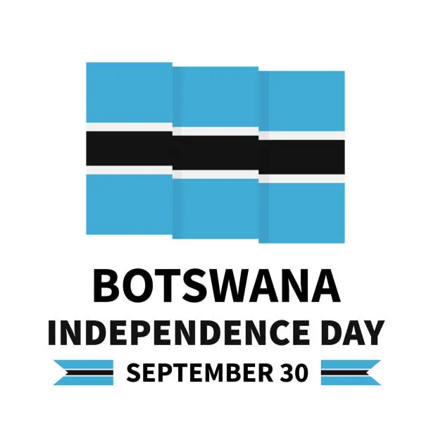 Vector illustration of Botswana Independence Day lettering with flag. National holiday celebrate on September 30. Easy to edit vector template for typography poster banner, flyer, sticker, greeting card