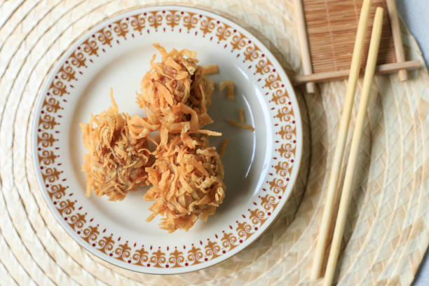 Udang Rambutan, Crispy DImsum with Shrimp Coating with Noodle, Depp Fried, Served with Sauce
