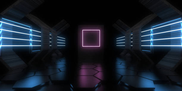 istock 3D abstract background with neon lights. neon tunnel  .space construction . .3d illustration 1335323213