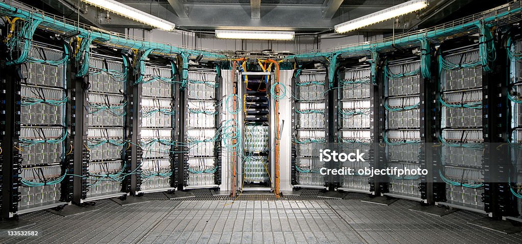 Conjunto de equipo servidor habitación - Foto de stock de Superordenador libre de derechos