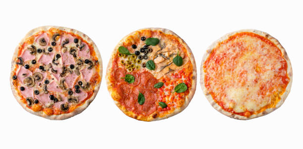 istock Pizza on white background isolated above view. 1335332412