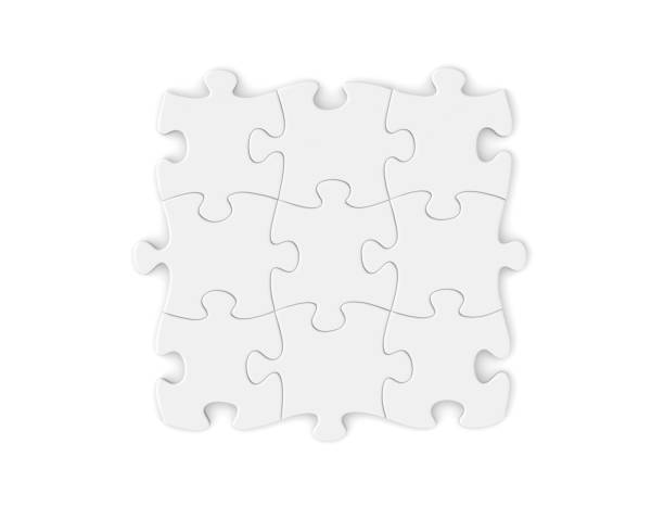 istock White jigsaw puzzle pieces concept with shadow, 3D illustration 1335338516