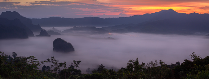 Phu lang ka with foggy , Phayao , Northern,Thailand