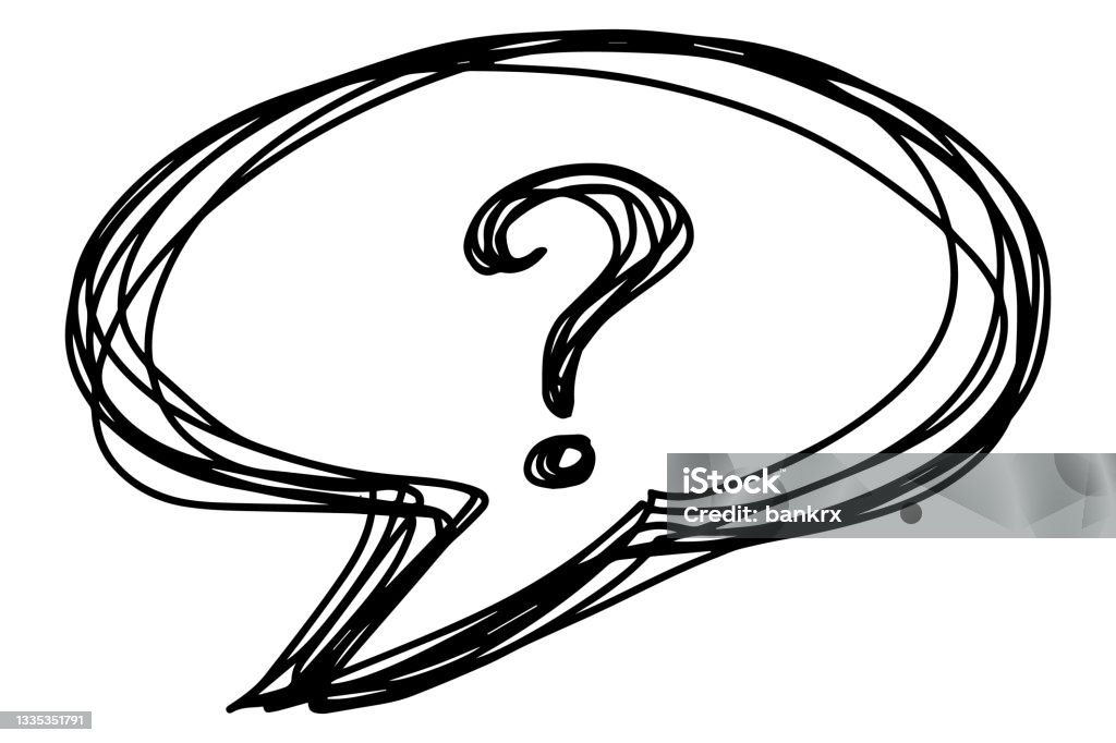 Question Drawing Color Black Color Line Drawing In Question Mark With Speech Bubble Shape On ...