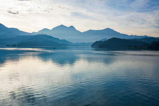 The scenery of Sun Moon Lake in the morning, it is a famous attraction in Nantou, Taiwan.
