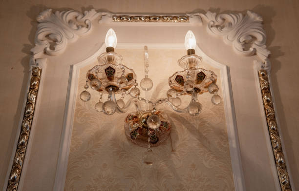 istock vintage gold chandeliers on a light ceiling 1335364115