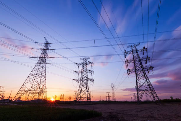 istock Pylons, high voltage pylons in the evening 1335366400