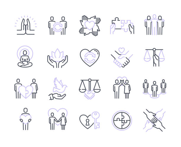 ilustrações de stock, clip art, desenhos animados e ícones de harmonious relationship vector icons set - direitos humanos