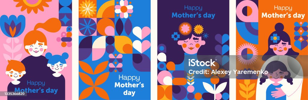 Mothers day. Womens Day. Abstract backgrounds or patterns - 免版稅幾何圖形圖庫向量圖形