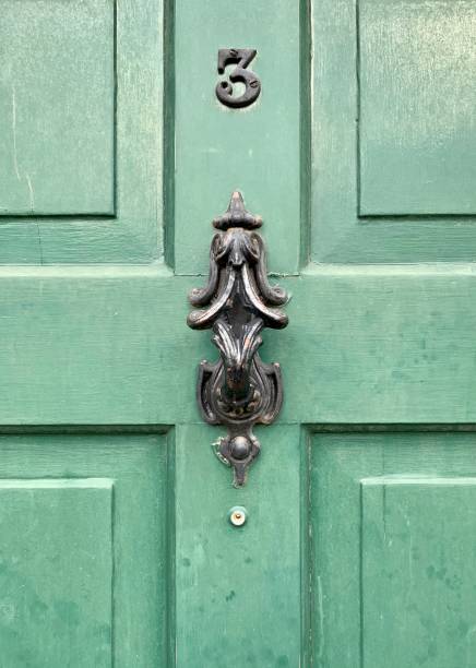 istock Green door with door knocker 1335368952