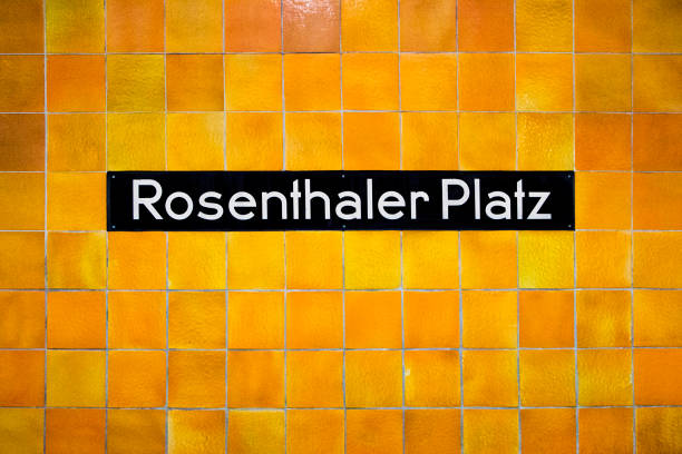 Berlin, Germany: Rosenthaler Platz - Old subway sign with tile pattern
