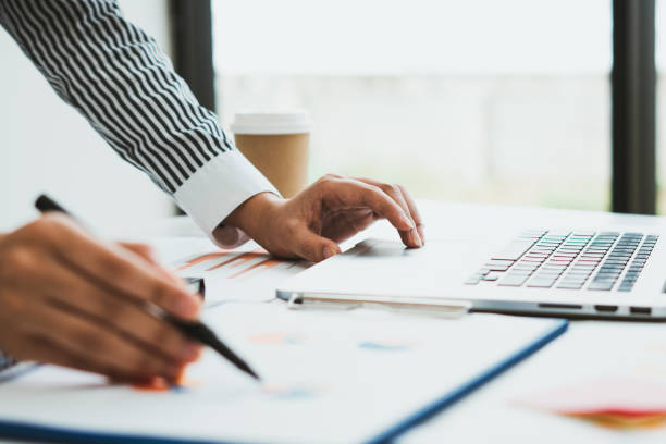 istock Professional executive Business colleague team working and analyzing with new project of accounting finance, Idea presentation and meeting strategy plan of financial business investment 1335372826