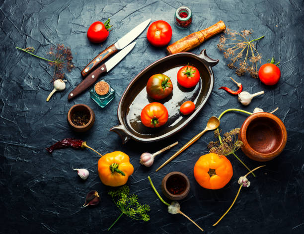 istock Raw tomatoes and ingredients for cooking pickled tomato 1335374677