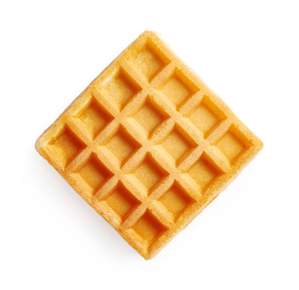 waffle isolated on white background. top view of waffle. - wafer waffle isolated food imagens e fotografias de stock