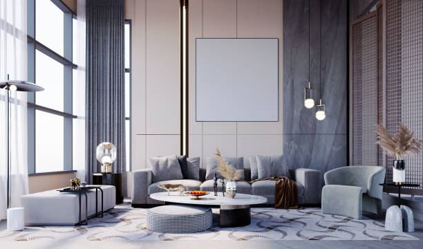 istock Living room covered in gray tones. 1335378577