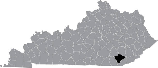 Location map of the Knox County of Kentucky, USA Black highlighted location map of the Knox County inside gray map of the Federal State of Kentucky, USA frankfort kentucky stock illustrations