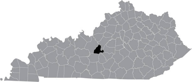 Location map of the LaRue County of Kentucky, USA Black highlighted location map of the LaRue County inside gray map of the Federal State of Kentucky, USA frankfort kentucky stock illustrations