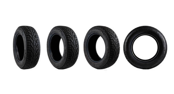 istock Four tires on the white background 1335379830