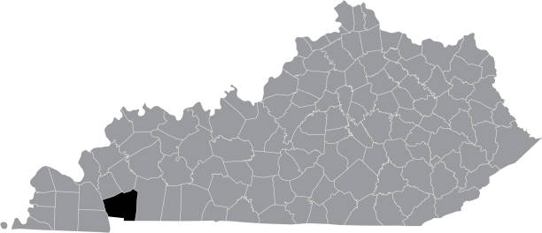 Location map of the Trigg County of Kentucky, USA Black highlighted location map of the Trigg County inside gray map of the Federal State of Kentucky, USA frankfort kentucky stock illustrations