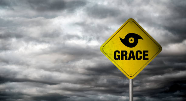 istock Hurricane Grace banner with storm clouds background. 1335380176